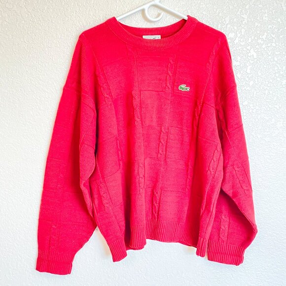 Chemise Lacoste Sweater Men's XL Red Wool Retro Preppy Grandpacore Quiet Luxury - Picture 1 of 8